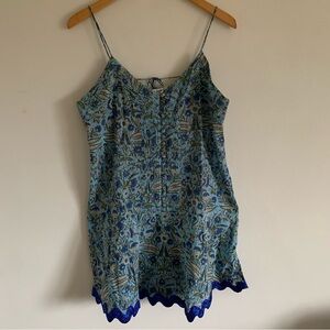 Juliet Dunn London Temple Flower Floral Print Cotton Mini Tank Dress, 2